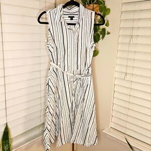 Ann Taylor Factory Gray and White Sleeveless Sundress